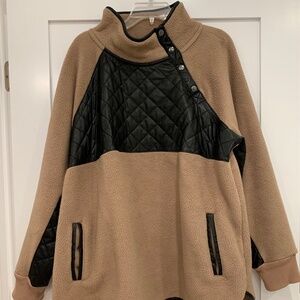 Abercrombie fleece sweatshirt with faux leather trim